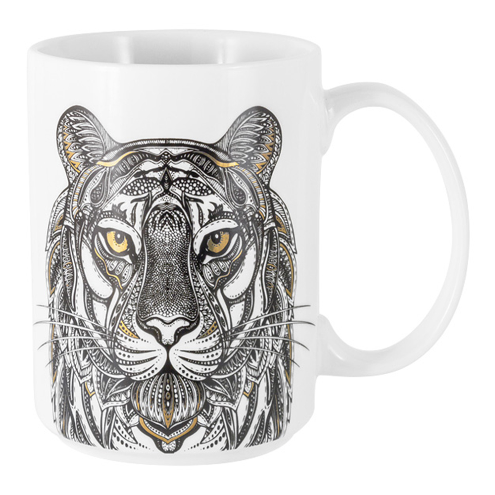 Кружка Тигр 500 мл Home&Style Wild белая - 1 фото