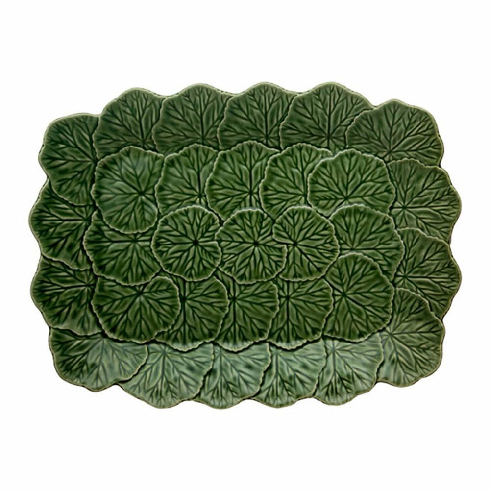 Блюдо 30х39х4 см Bordallo Pinheiro Geranium зеленое - 1 фото