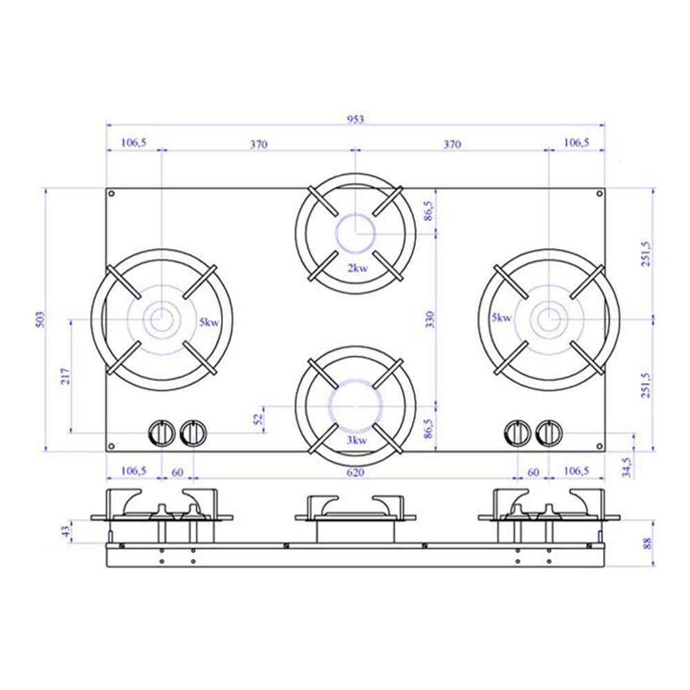 Размеры газовых конфорок. Встраиваемая газовая система Pitt by Reginox. Варочная панель 450 газовая чертеж. Варочная панель газовая Размеры. Варочная панель газовая на 3 конфорки схема.